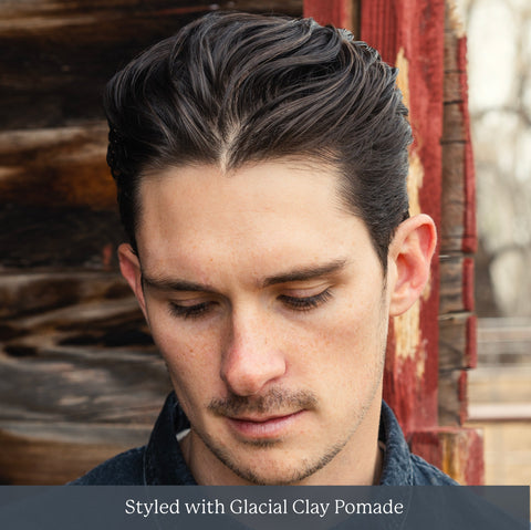 Boone Whiteside thick hairstyle using Highland Glacial Clay Pomade